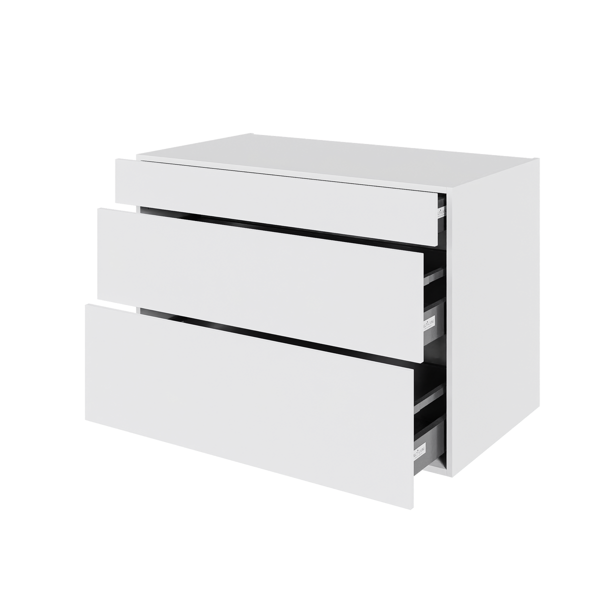 Multi-Living Køkken skuffeskab i Hvid Front H: 70,4 cm D: 60,0 cm - 3 skuffer deludtræk og softluk - Bredde: 100 cm