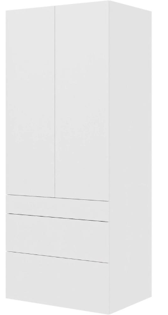 Multi-Living Køkken garderobeskab i Malet Hvid Front H: 195,2 cm D: 60,0 cm - 2 låger og 3 skuffer fuldudtræk/softclose - Bredde: 80 cm