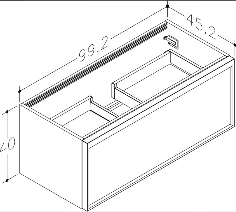 Nordskab badsæt i røget eg finer med ril - bredde 100 cm med porcelænsvaske badborplade