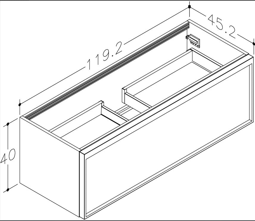 Nordskab badsæt i røget eg finer med ril - bredde 120 cm med porcelænsvaske badborplade