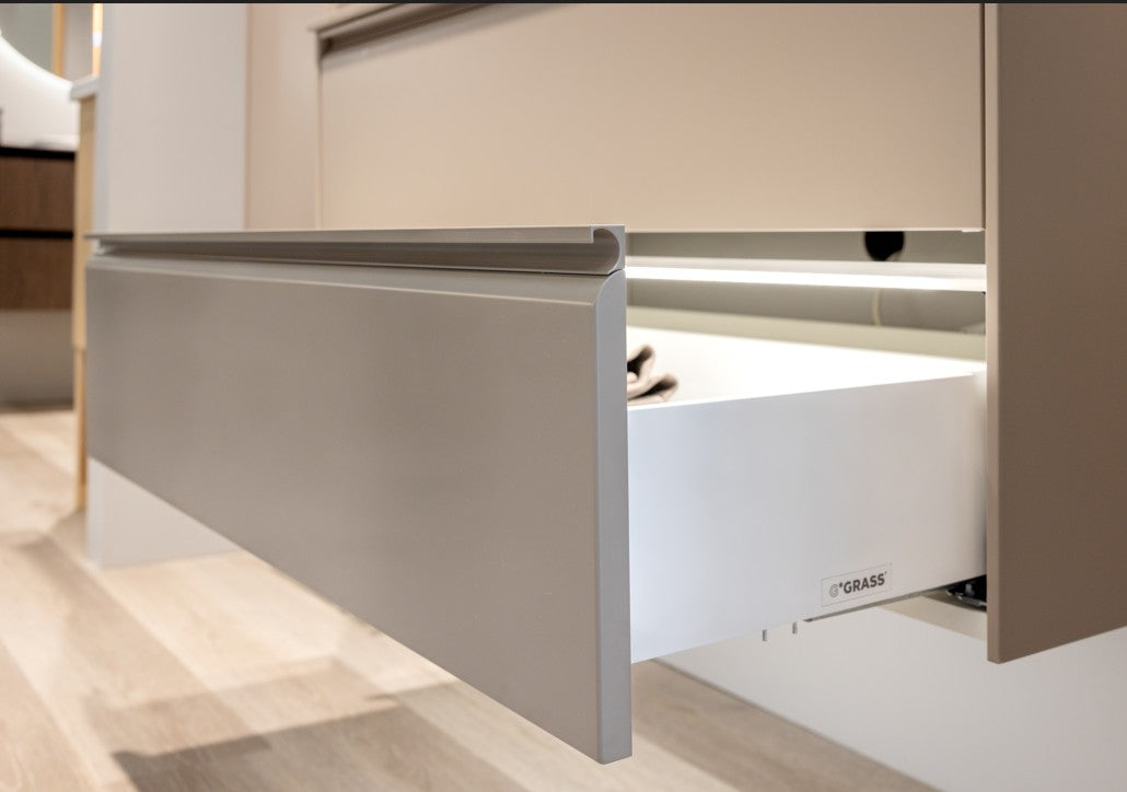 Nordskab badsæt i Cocoa brun - bredde 100 cm med Solid Surface badborplade