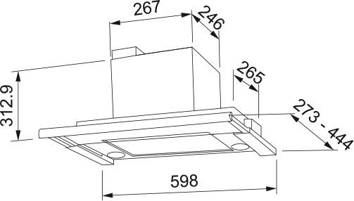 KÅPA 692-10/12 60 HVID RF-LIST FRANKE emhætte