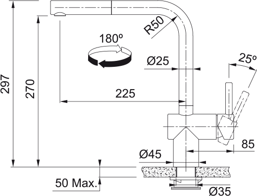 Atlas Neo Sensor, udtrækstud, rustfri køkkenarmatur