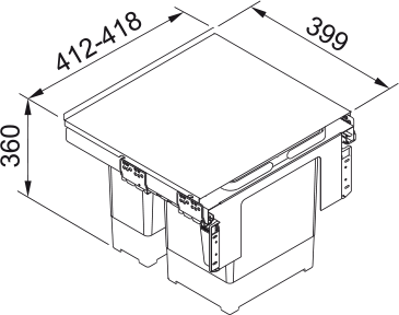Affaldssystem - Sorter Garbo 45-2 1x18L+1x12L, front montering