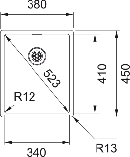 BXX 210/110-34 3 1/2" I WWK ND NTH R12 rustfrit stål vask