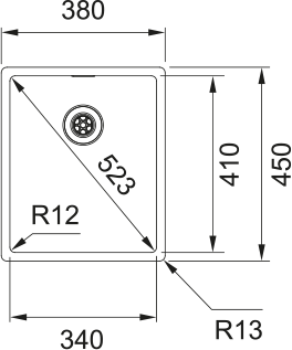 BXX 210/110-34 3 1/2" I WWK ND NTH R12 rustfrit stål vask
