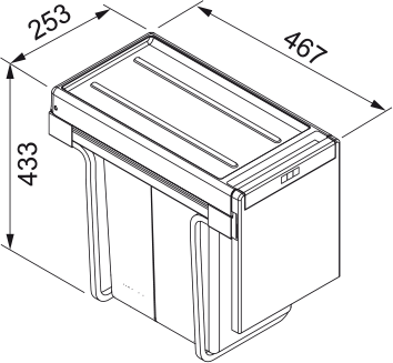Affaldssystem - SORTER CUBE 30 MAN 2X15L