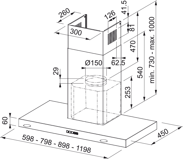 Emhætte TALE 915 W BK MATT/2 FRANKE