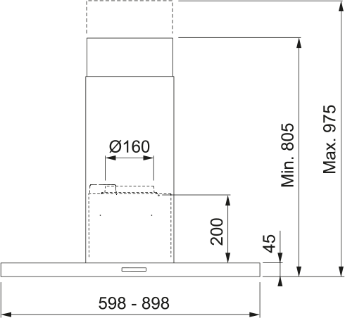 Emhætte T45 780 90 RF HE