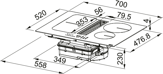 Smart2gehter FSM 709 HI - Induktionskogeplade med integreret emhætte