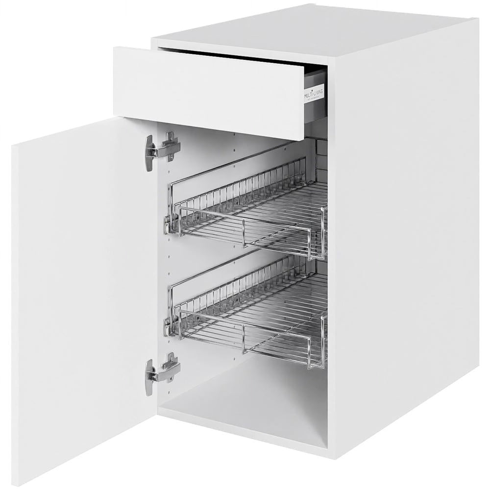 Multi-Living Køkken Grydeskab i Cibo Bianco 129 H: 70,4 cm D: 60,0 cm B: 40 cm- Inklusiv skuffe og 2 udtræksriste