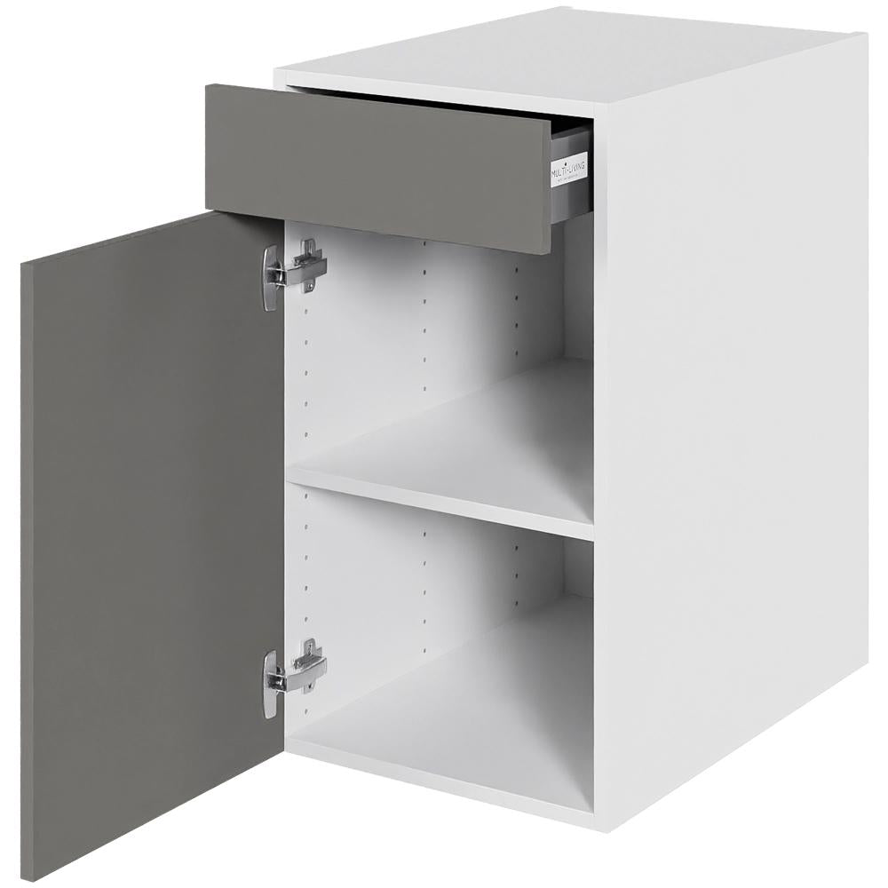 Multi-Living Køkken hyldeskab i Cibo Grigio H: 70,4 cm D: 60,0 cm - 1 låge & skuffe deludtræk/softluk - Bredde: 40 cm