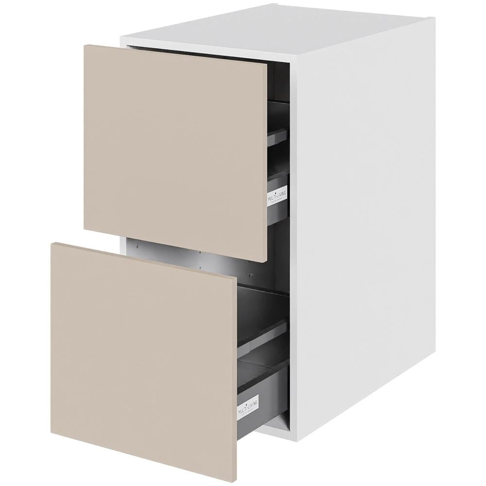 Multi-Living Køkken skuffeskab i Cibo Sabbia 123 H: 70,4 cm D: 60,0 cm - 2 skuffer fuldudtræk/softluk - Bredde: 40 cm