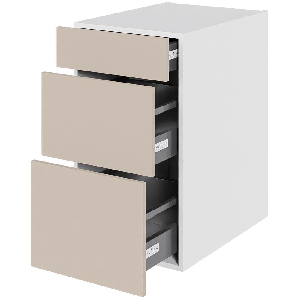 Multi-Living Køkken skuffeskab i Cibo Sabbia 123 H: 70,4 cm D: 60,0 cm - 3 skuffer fuldtudtræk/softluk - Bredde: 40 cm
