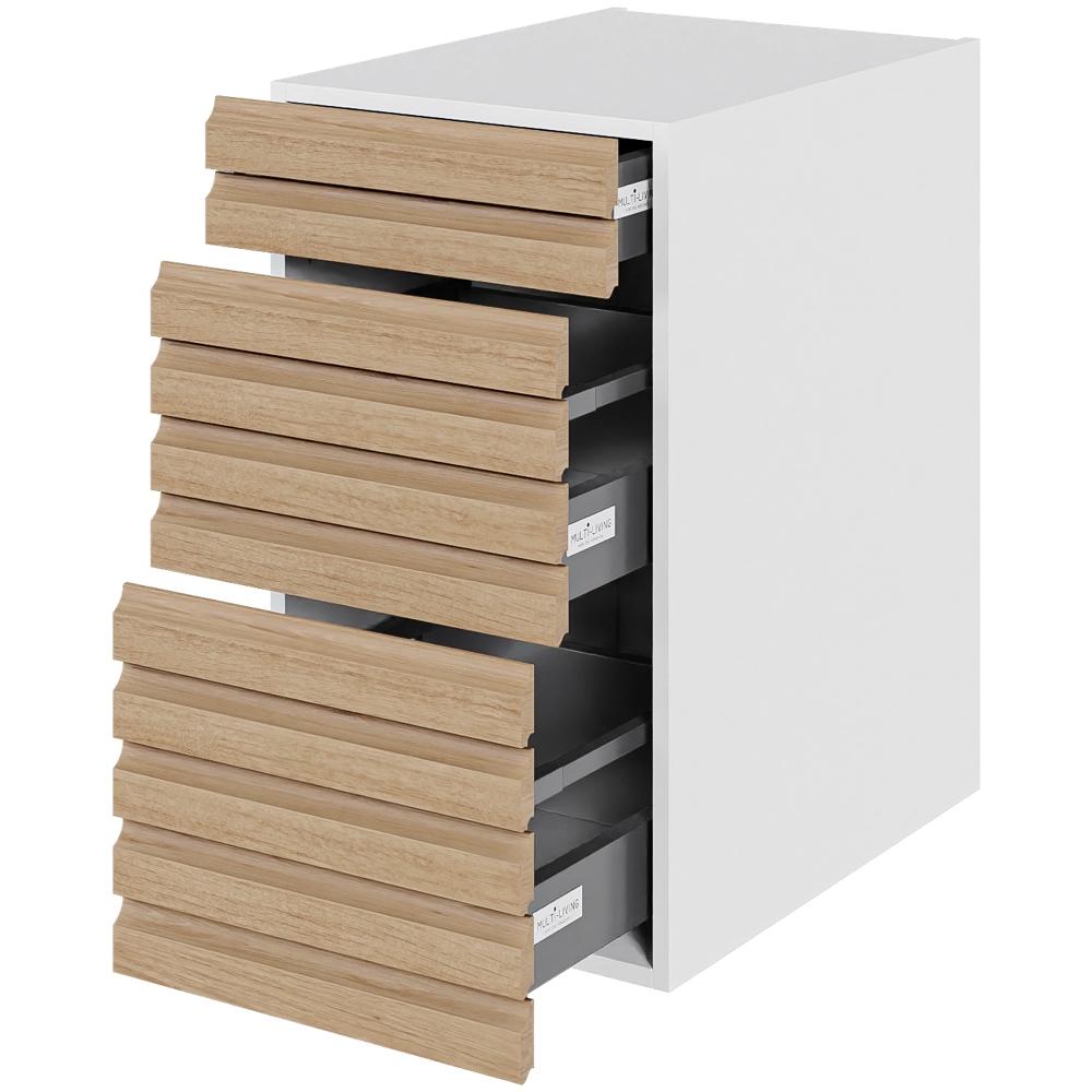 Multi-Living Køkken skuffeskab i S-Line Eg H: 70,4 cm D: 60,0 cm - 3 skuffer fuldtudtræk og softluk - Bredde: 40 cm