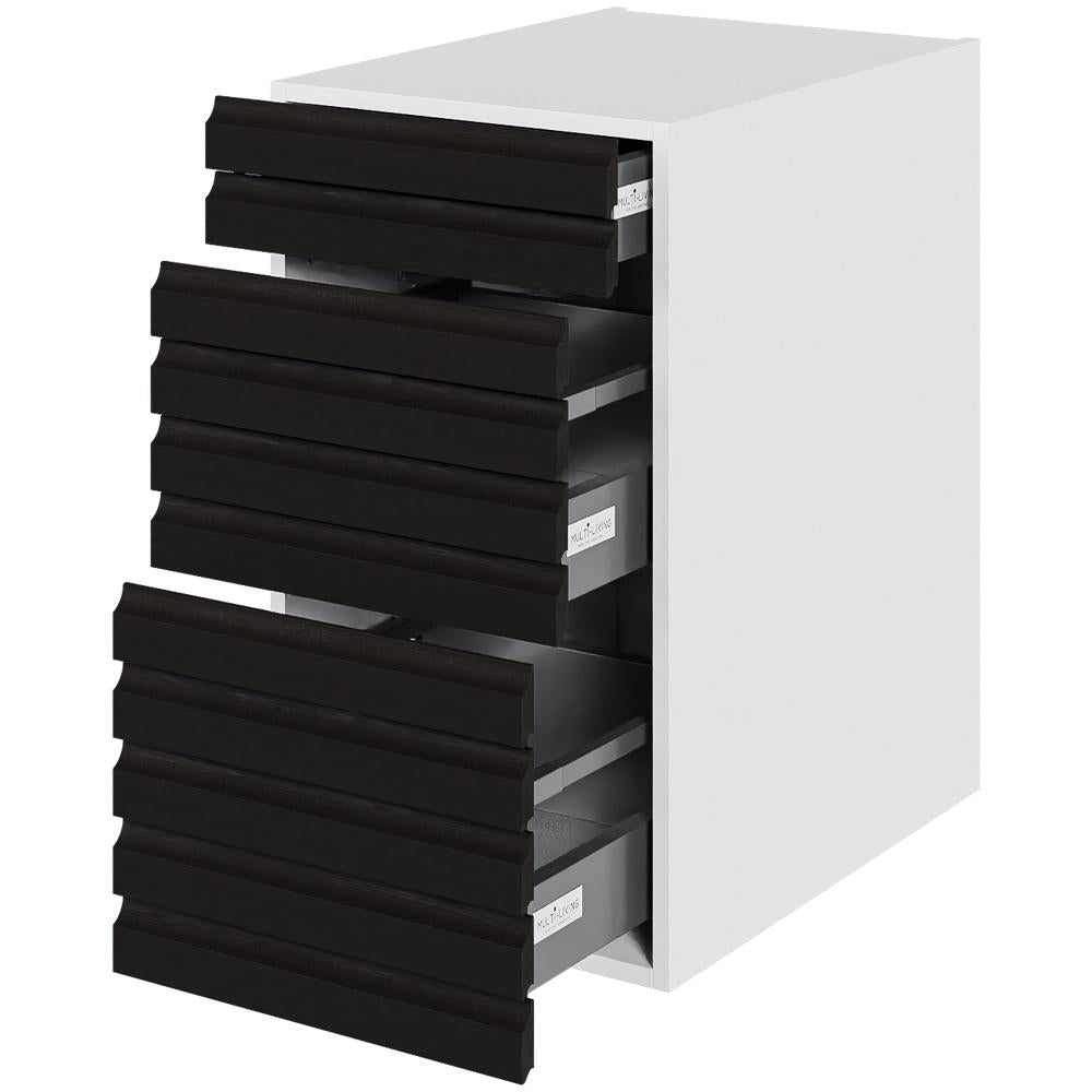Multi-Living Køkken skuffeskab i S-Line Sort Eg H: 70,4 cm D: 60,0 cm - 3 skuffer fuldtudtræk med softluk - Bredde: 40 cm
