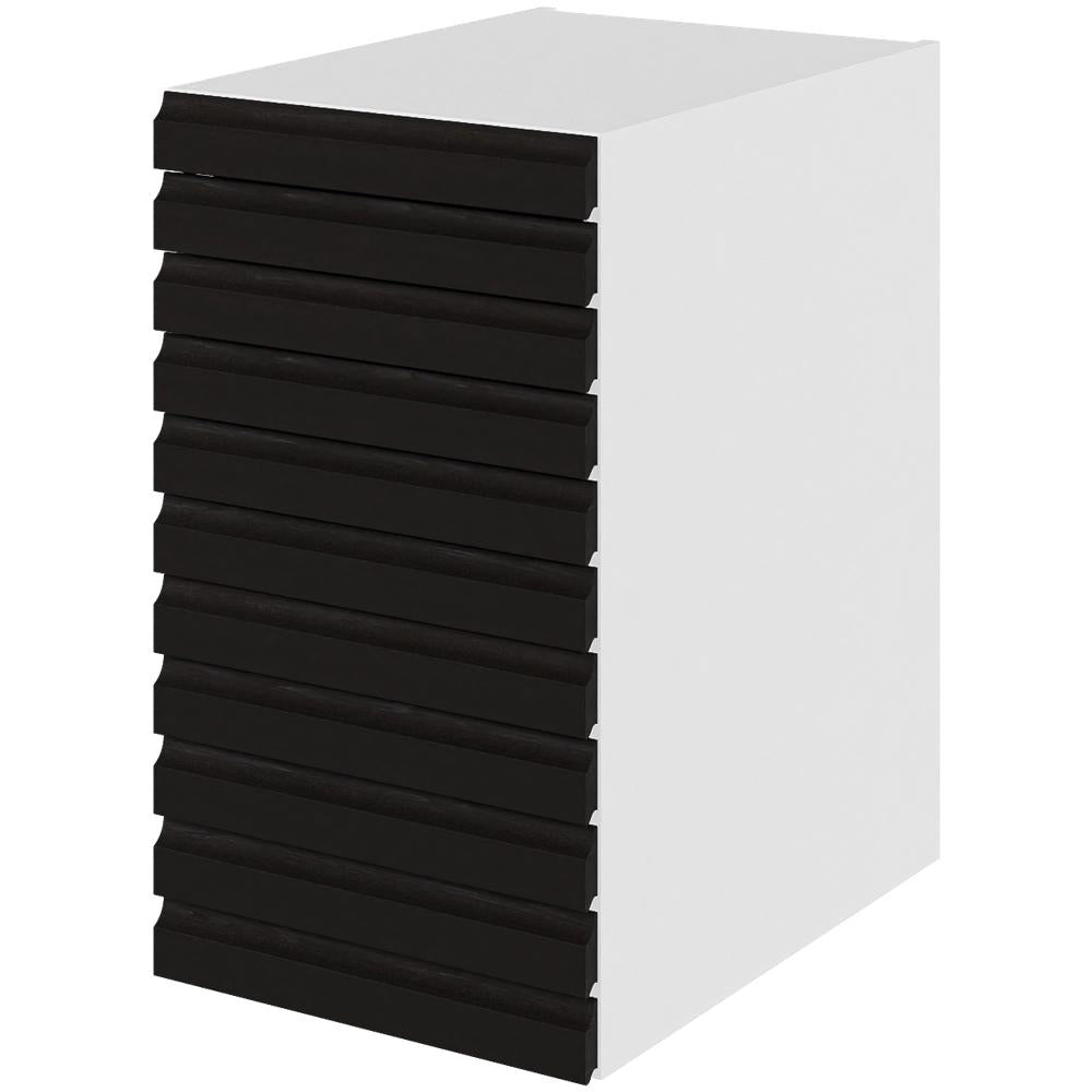 Multi-Living Køkken skuffeskab i S-Line Sort Eg H: 70,4 cm D: 60,0 cm - 3 skuffer fuldtudtræk med softluk - Bredde: 40 cm