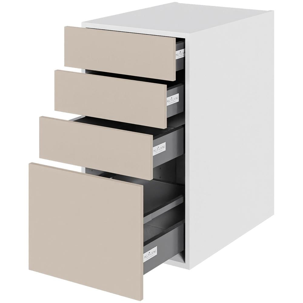 Multi-Living Køkken skuffeskab i Cibo Sabbia 123 H: 70,4 cm D: 60,0 cm - 4 skuffer fuldtudtræk/softluk - Bredde: 40 cm