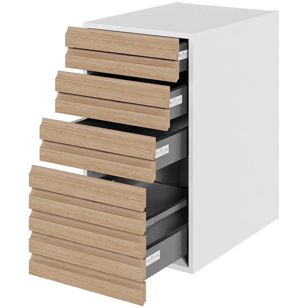 Multi-Living Køkken skuffeskab i S-Line Eg H: 70,4 cm D: 60,0 cm - 4 skuffer fuldtudtræk med softluk - Bredde: 40 cm