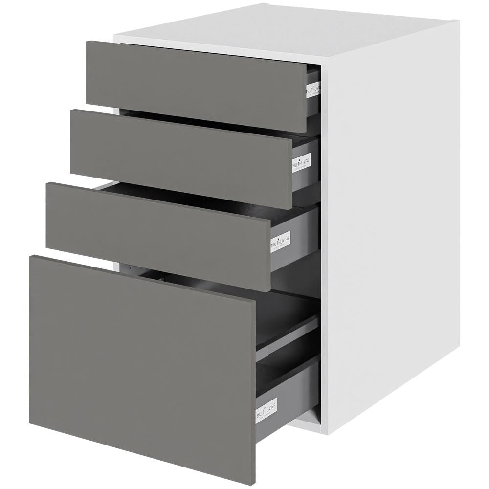 Multi-Living Køkken skuffeskab i Cibo Grigio H: 70,4 cm D: 60,0 cm - 4 skuffer deludtræk/softluk - Bredde: 50 cm