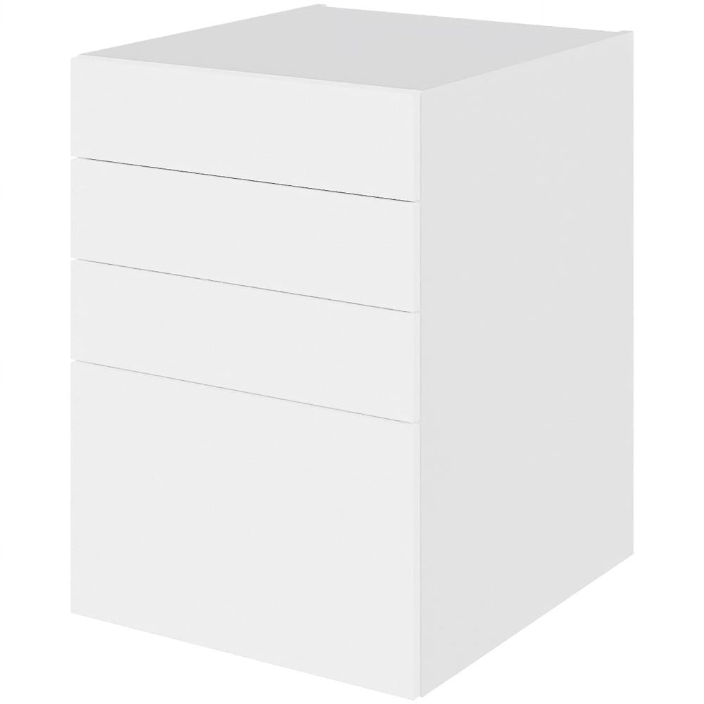 Multi-Living Køkken skuffeskab i Cibo Bianco 129 H: 70,4 cm D: 60,0 cm B: 50 cm - med 4 skuffer, deludtræk og softluk - inklusiv bestikindeler