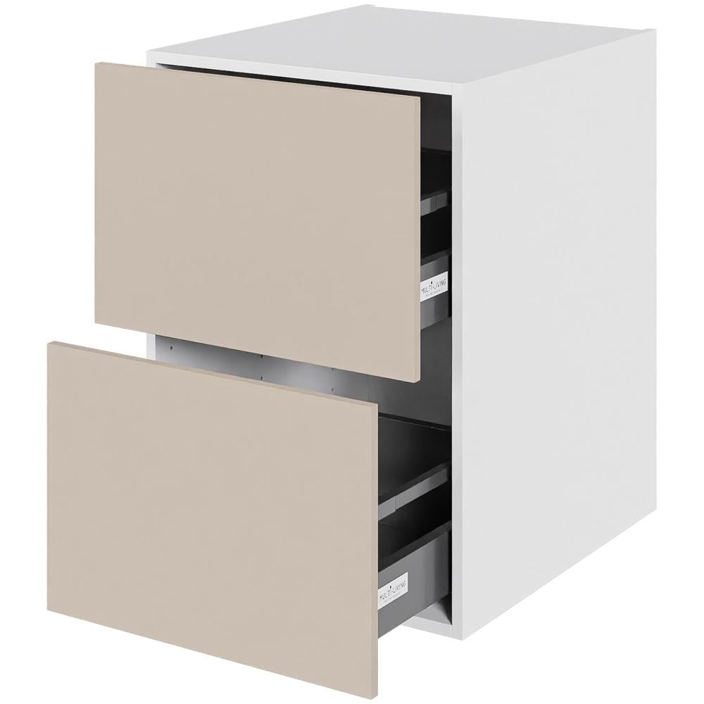 Multi-Living Køkken skuffeskab i Cibo Sabbia 123 H: 70,4 cm D: 60,0 cm - 2 skuffer fuldudtræk/softluk - Bredde: 50 cm
