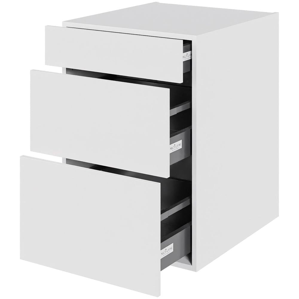 Multi-Living Køkken skuffeskab i Malet Hvid Front H: 70,4 cm D: 60,0 cm - 3 skuffer fuldtudtræk/softluk - Bredde: 50 cm