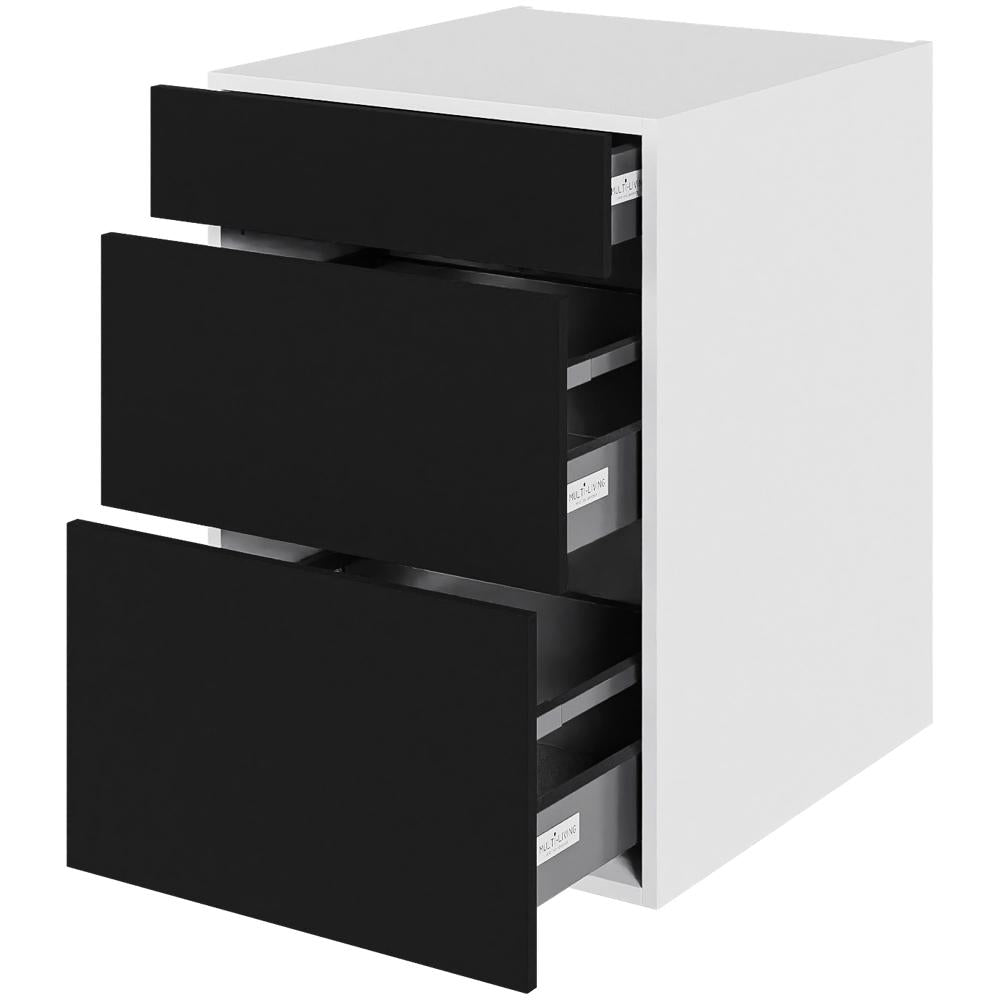 Multi-Living Køkken skuffeskab i Cibo Nero H: 70,4 cm D: 60,0 cm - 3 skuffer fuldtudtræk/softluk - Bredde: 50 cm