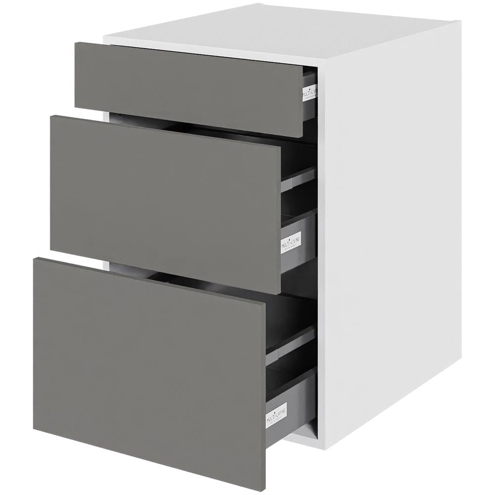 Multi-Living Køkken skuffeskab i Cibo Grigio H: 70,4 cm D: 60,0 cm - 3 skuffer fuldtudtræk/softluk - Bredde: 50 cm