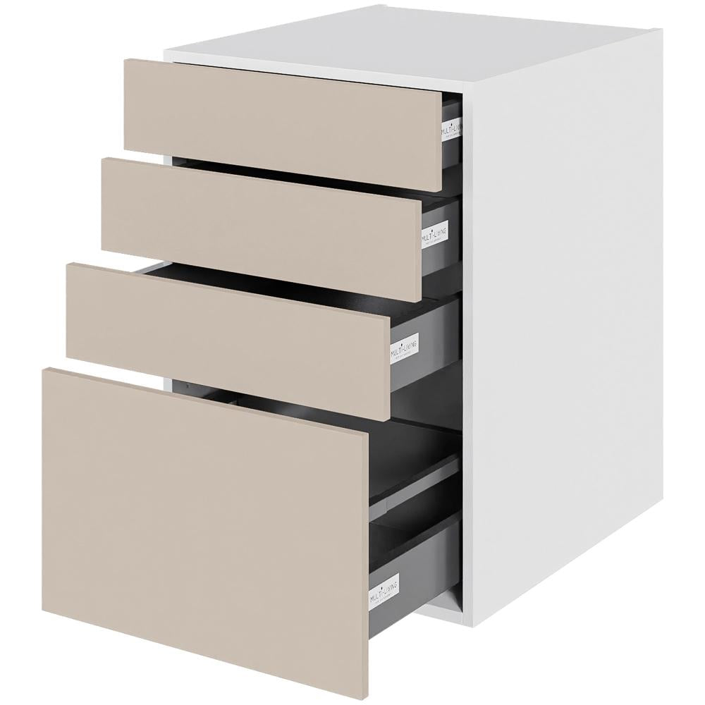 Multi-Living Køkken skuffeskab i Cibo Sabbia 123 H: 70,4 cm D: 60,0 cm - 4 skuffer fuldtudtræk/softluk - Bredde: 50 cm
