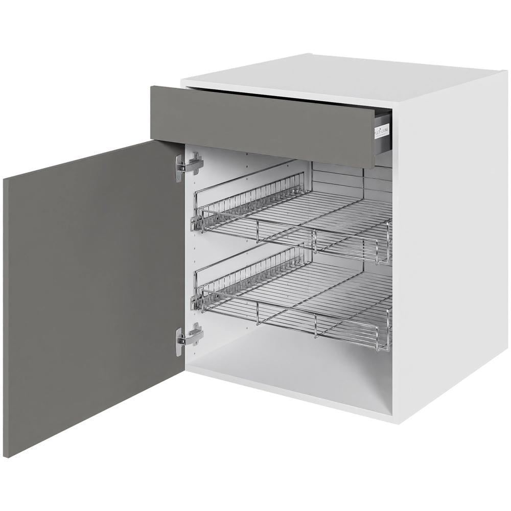 Multi-Living Køkken grydeskab i Cibo Grigio underskab H: 70,4 cm D: 60,0 cm - 2 udtræksriste 1 låge & 1 skuffe med fuldudtræk/softluk - Bredde: 60 cm