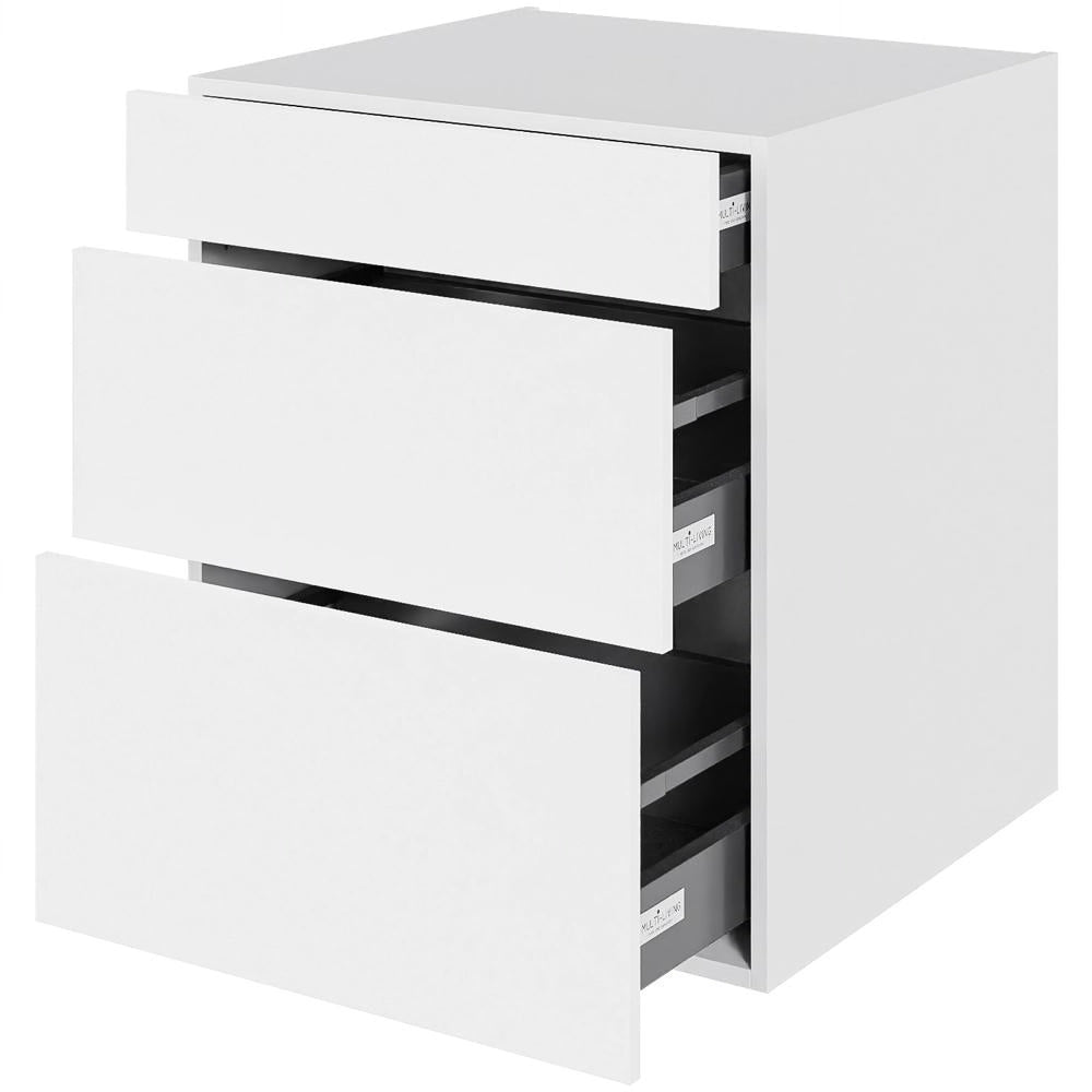 Multi-Living Køkken kolonialskab i Cibo Bianco 129 H: 70,4 cm D: 60,0 cm B: 60 cm - med 3 skuffer og deludtræk/softluk