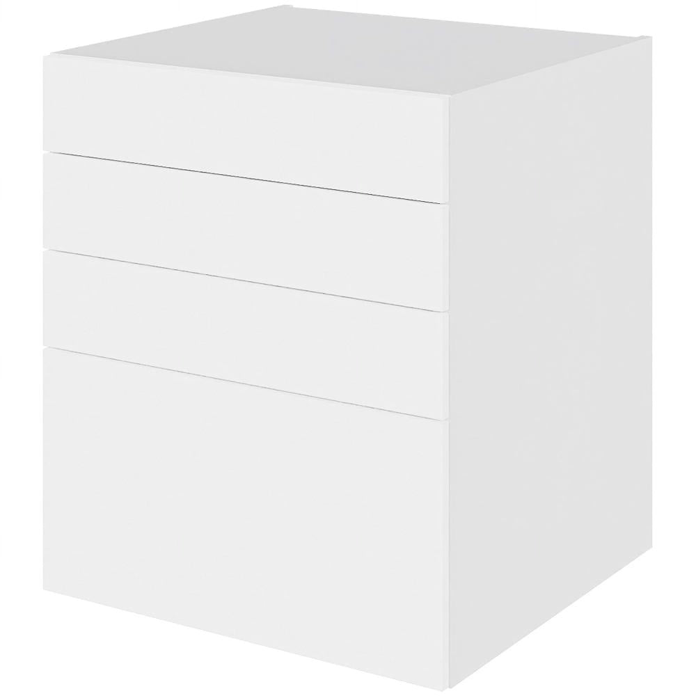 Multi-Living Køkken skuffeskab i Cibo Bianco 129 H: 70,4 cm D: 60,0 cm B: 60 cm - med 4 skuffer, deludtræk og softluk - inklusiv bestikindeler