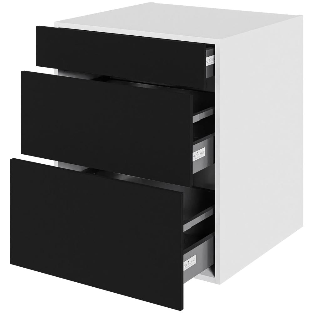 Multi-Living Køkken skuffeskab i Cibo Nero H: 70,4 cm D: 60,0 cm - 3 skuffer fuldtudtræk/softluk - Bredde: 60 cm