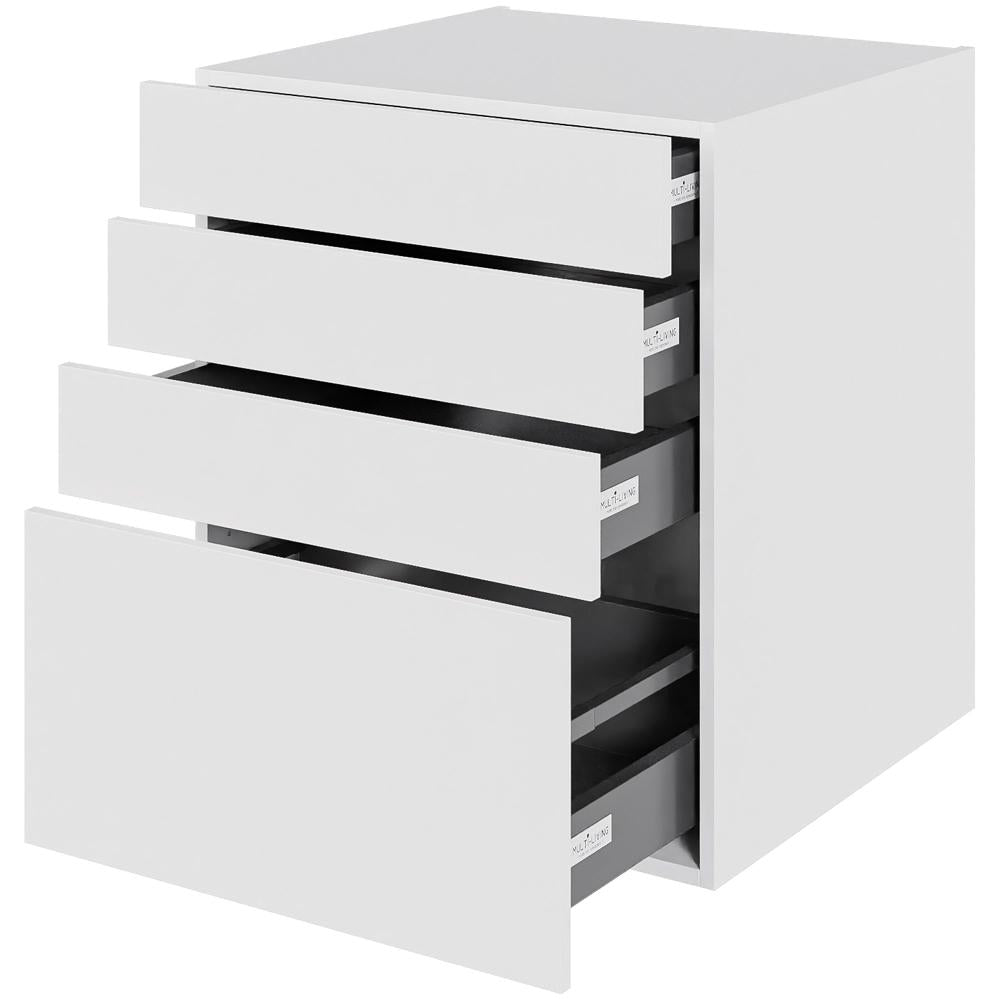 Multi-Living Køkken skuffeskab i Malet Hvid Front H: 70,4 cm D: 60,0 cm - 4 skuffer fuldtudtræk/softluk - Bredde: 60 cm