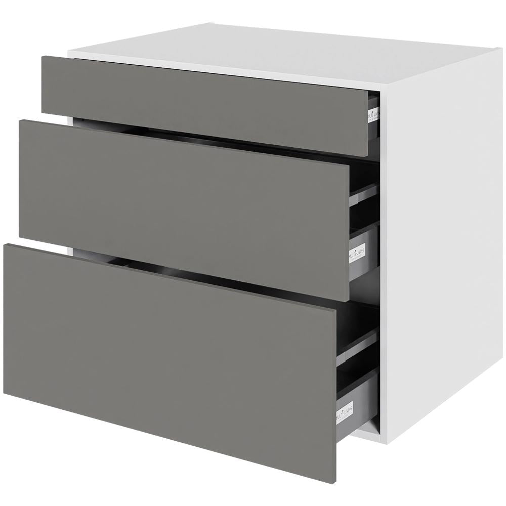 Multi-Living Køkken skuffeskab i Cibo Grigio H: 70,4 cm D: 60,0 cm - 3 skuffer fuldtudtræk/softluk - Bredde: 80 cm