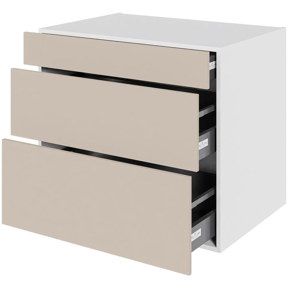 Multi-Living Køkken skuffeskab i Cibo Sabbia 123 H: 70,4 cm D: 60,0 cm - 3 skuffer fuldtudtræk/softluk - Bredde: 80 cm