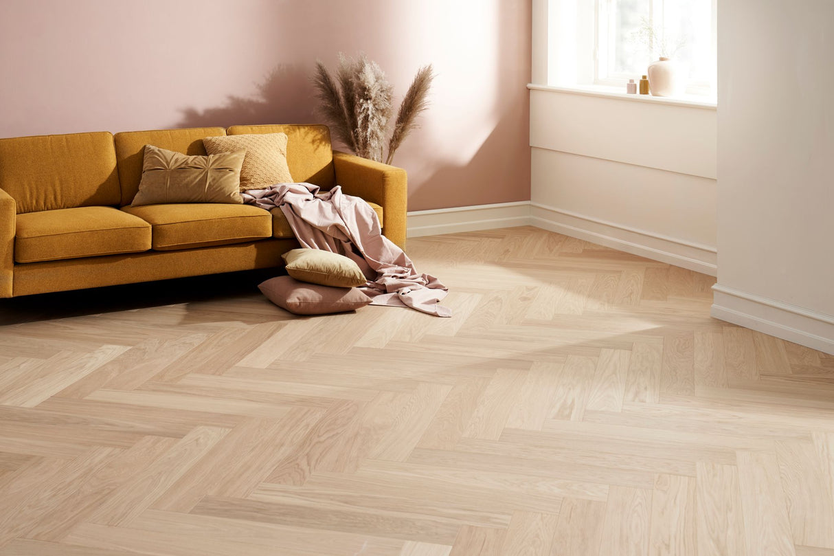 Timberman Eg Prime Innoplank Sildeben Trægulv Matlak hvid 10x135x810 - 147110