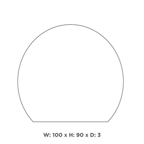 Semi rund spejl med baggrundsbelysning, 100x90 cm, uden sensor