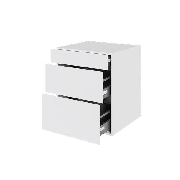 Multi-Living Køkken skuffeskab i Hvid Front H: 70,4 cm D: 60,0 cm - 3 skuffer deludtræk og softluk - Bredde: 60 cm