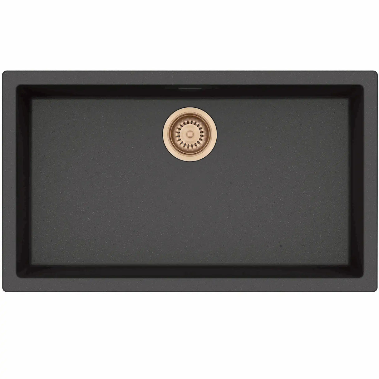 Amsterdam 72 komposit køkkenvask, Black Silvery m/kobber afløb