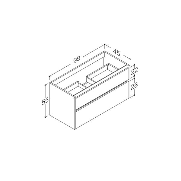Lux vaskeskab 100cm, Mat hvid