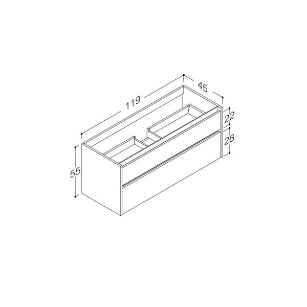Lux vaskeskab 120cm, Mat hvid
