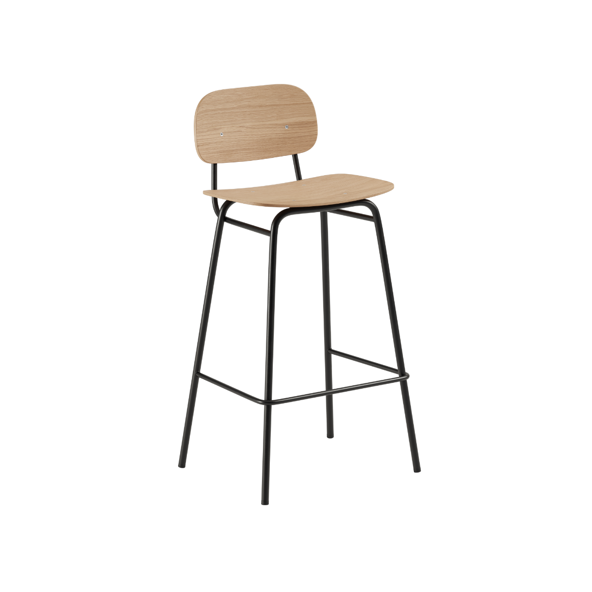Frame Bar Stool - With backrest and Natural Oak - 73 cm.