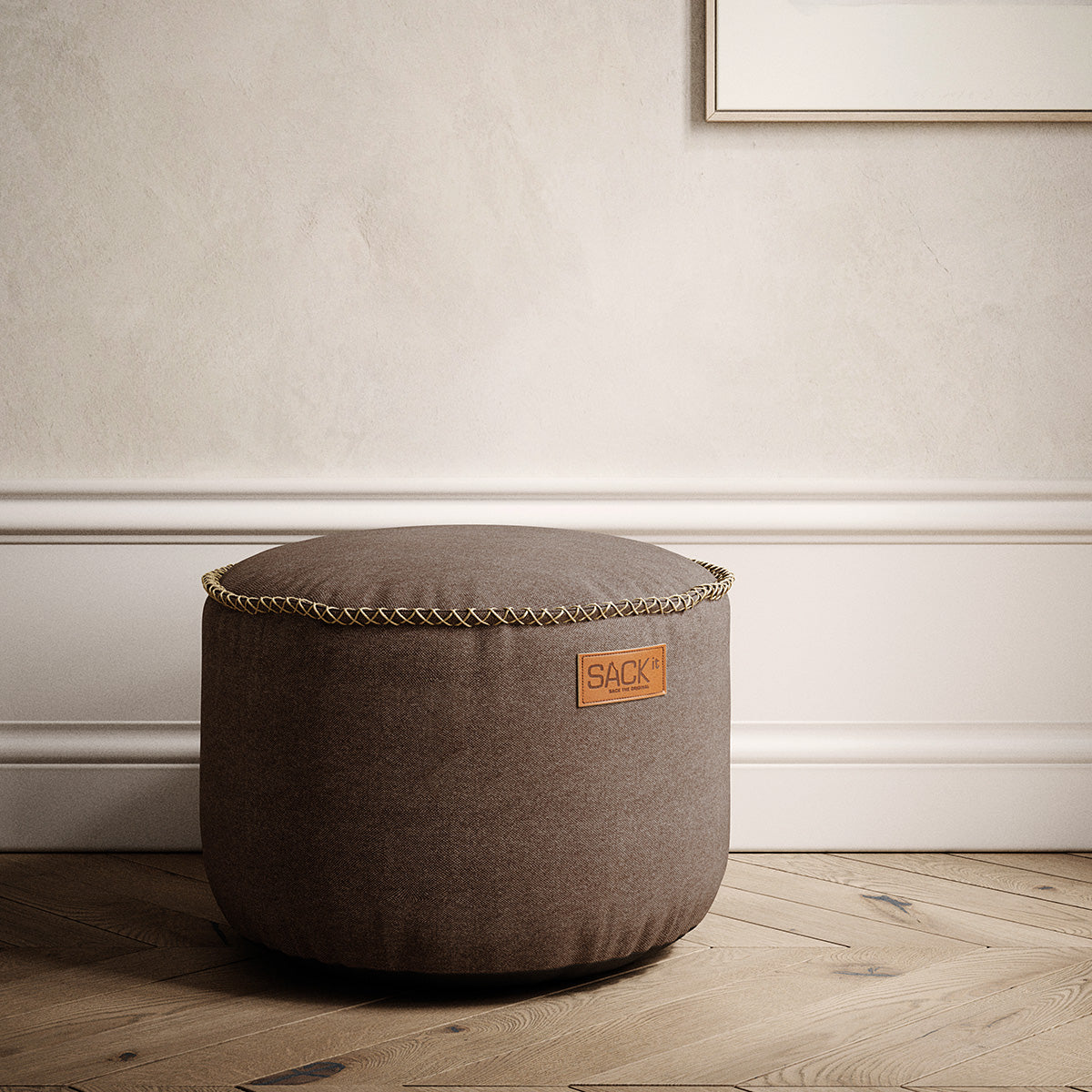 Canvas Pouf Brown