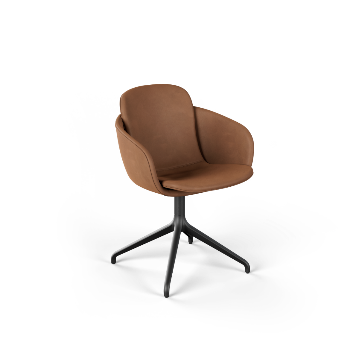 Chair no. One S2 Black Swivel- Luna Walnut