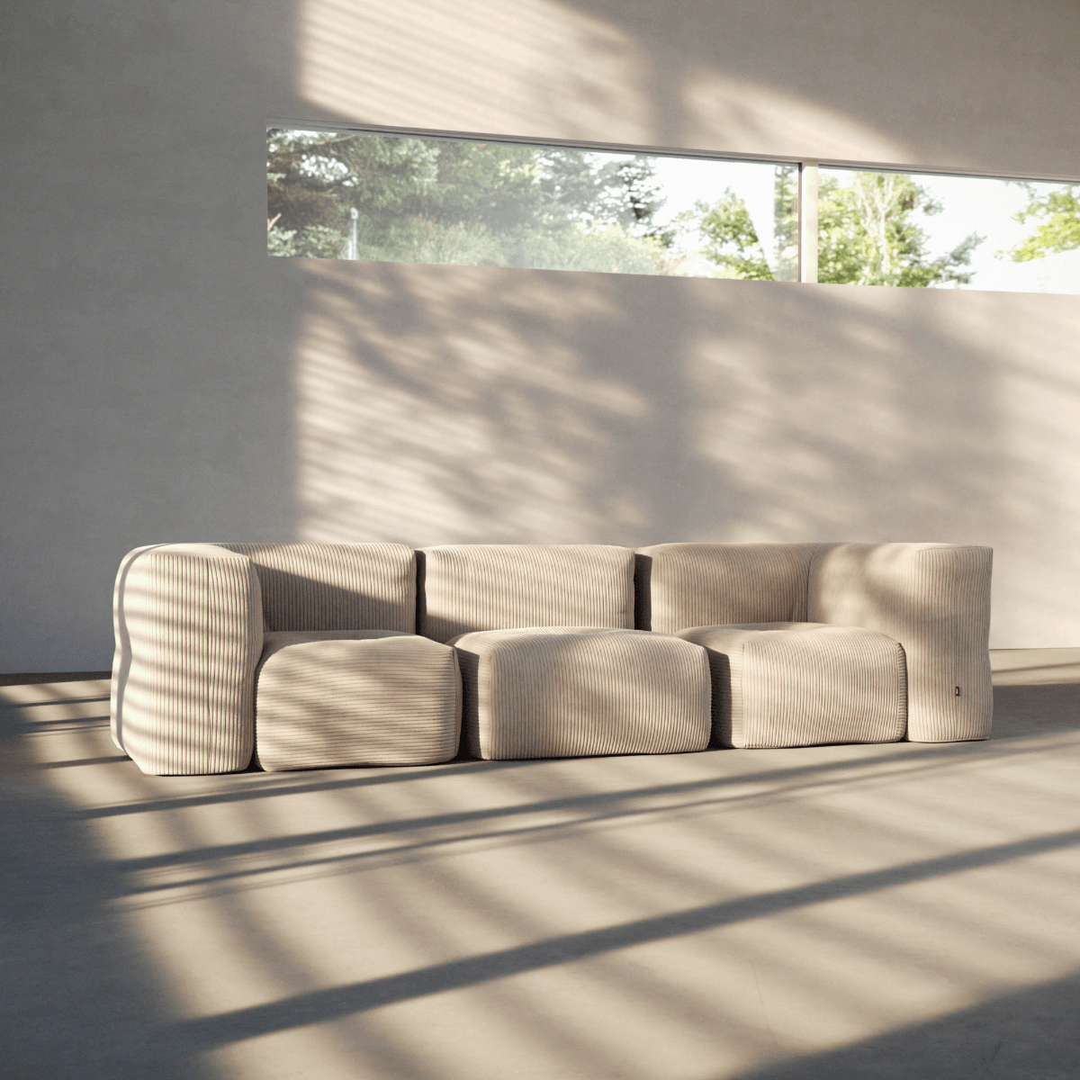 Soft Sofa Indoor - Corner Section Corduroy Beige