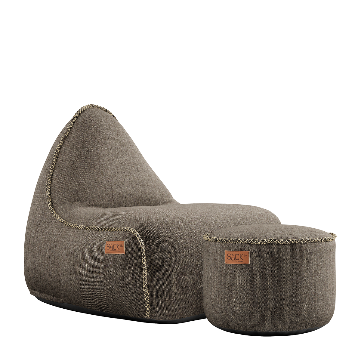Cobana Lounge Chair & Pouf Brown