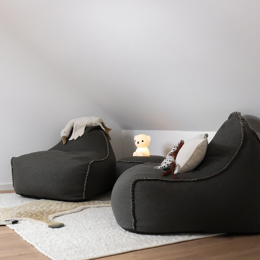 Cobana Lounge Chair & Pouf Black