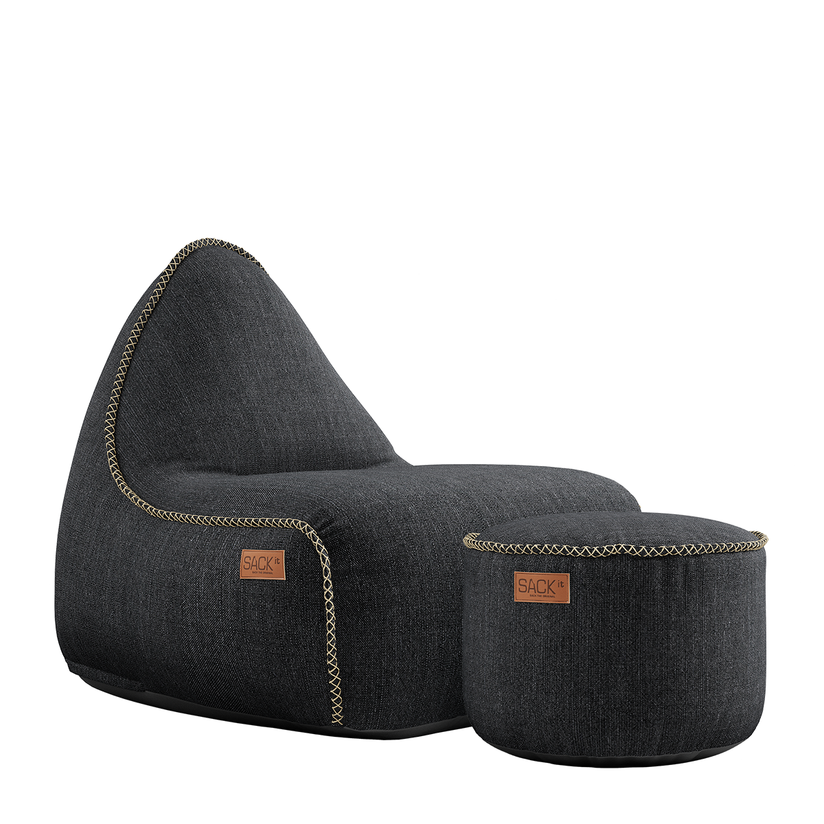 Cobana Lounge Chair & Pouf Black